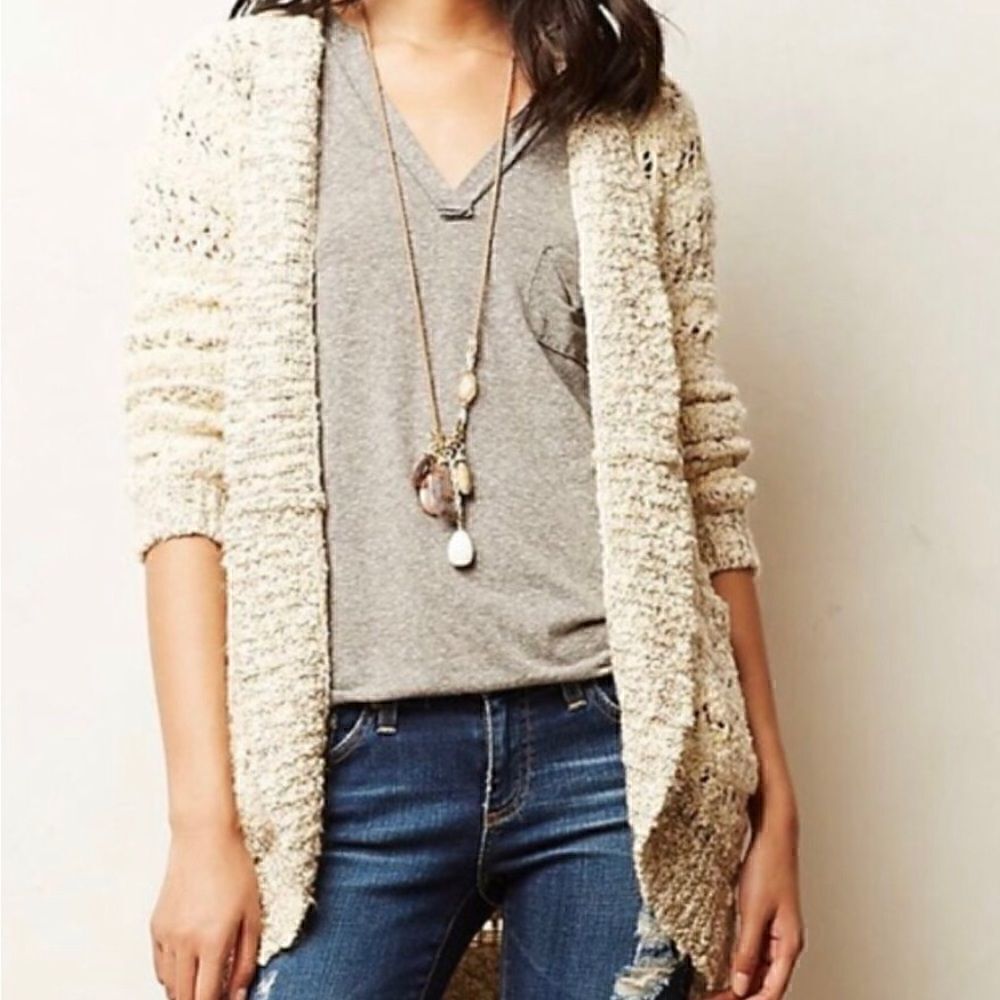Anthropologie Knitted & Knotted Soubrette Marled Sequin Cardigan
